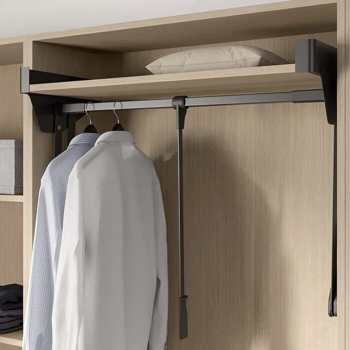 Walk-In Closet 6 Elite Closet - Pull-Down Rod with Upper Shelf organization
