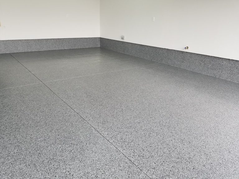 Flakes epoxy floor garage splinted concrete