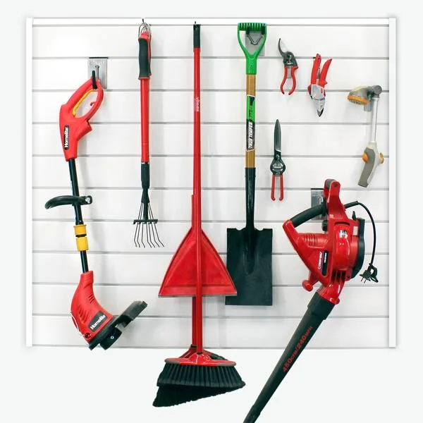 Orgaspaces garage slatwall, wall storage, garage wall garden storage