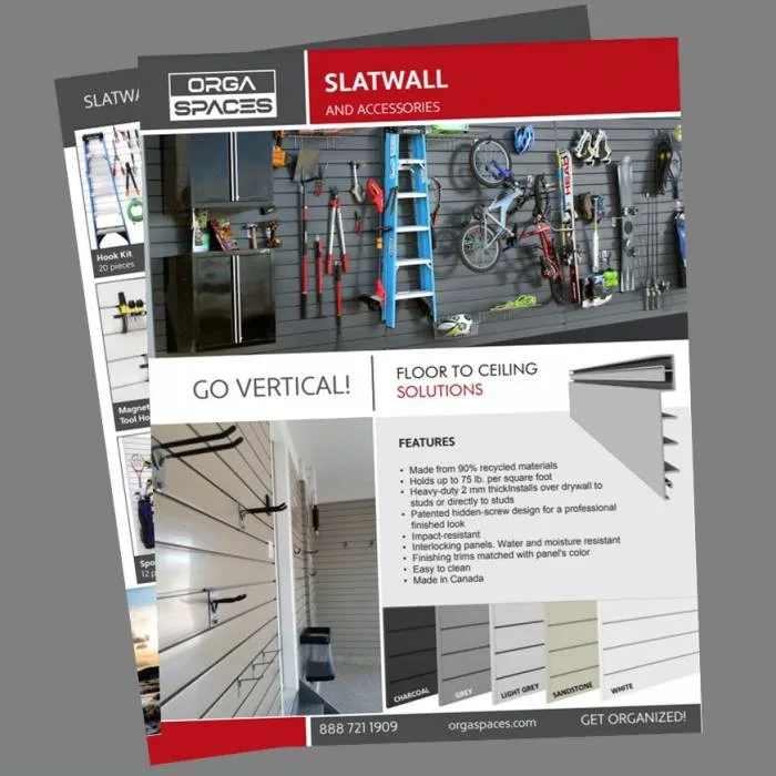 Orgaspaces flyer slatwall and accessories