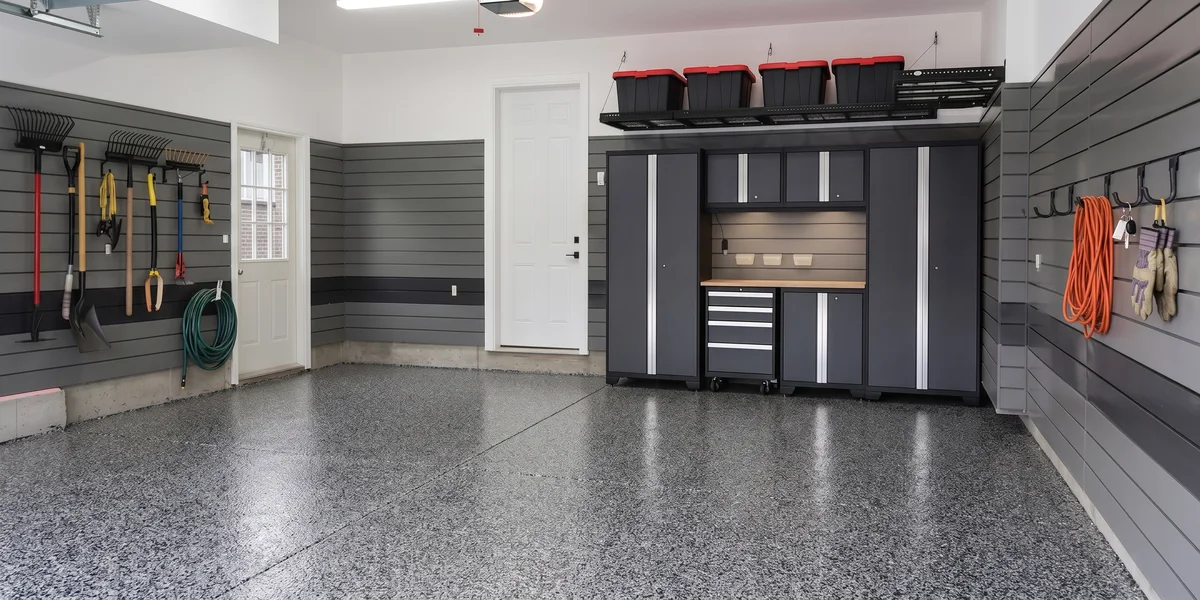 After garage orga spaces cabinets and floor Garage Transformation in Dallas-Fort Worth