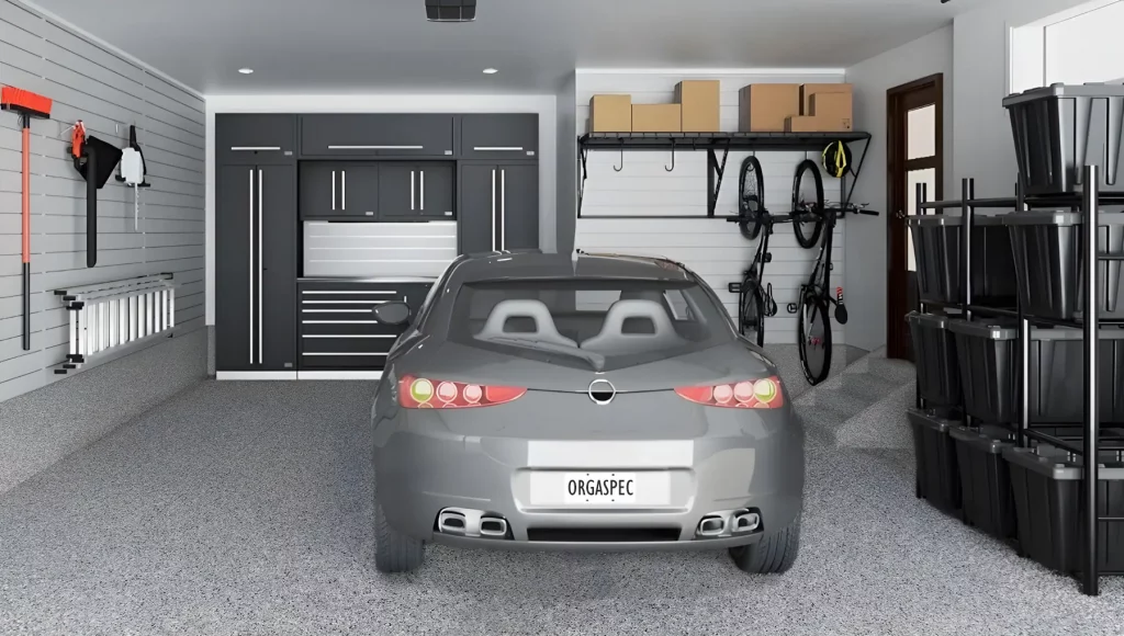 garage slatwall makeover renovation services floor cabinets wall storage slatwall