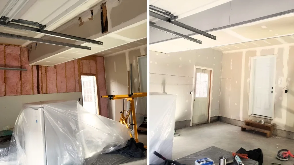 A Complete Garage Transformation in Dallas-Fort Worth 3 Insulation and Drywall Installation