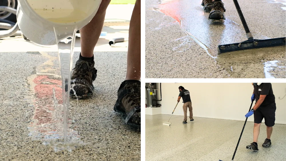 Polyaspartic top coat application Orga Spaces