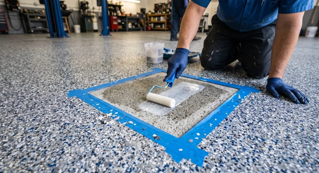 Squared off repair epoxy garage flooringCm