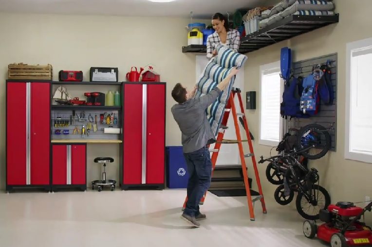 garage Overhead storage shelves steel racks