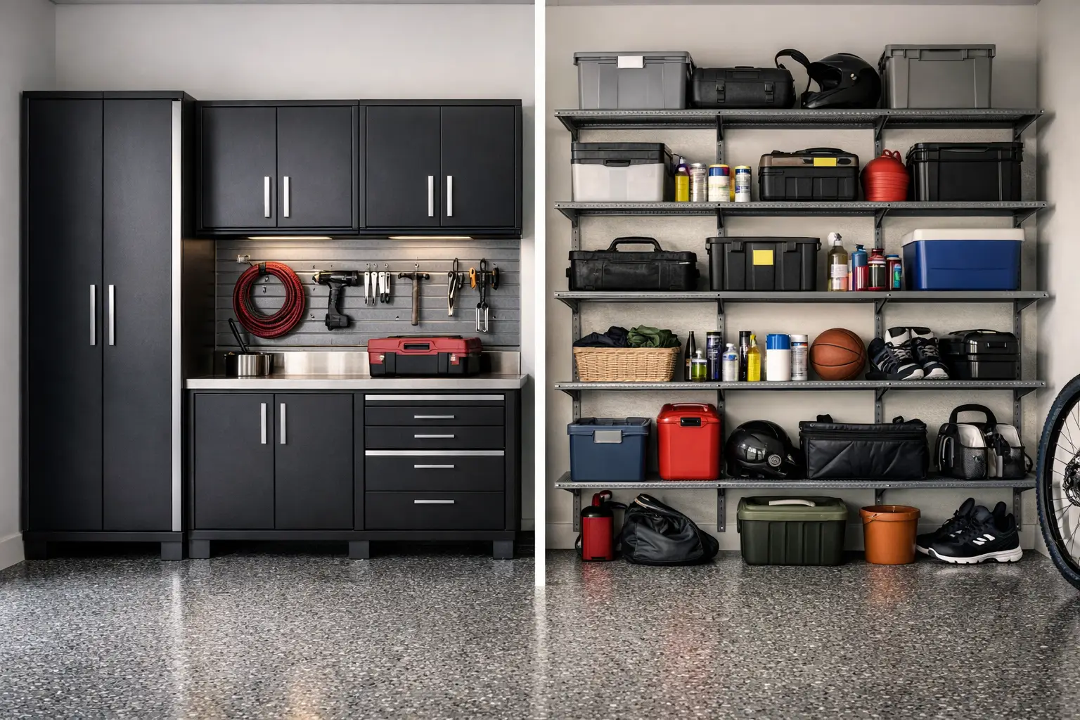 Garage Cabinets vs Open Shelving Compared