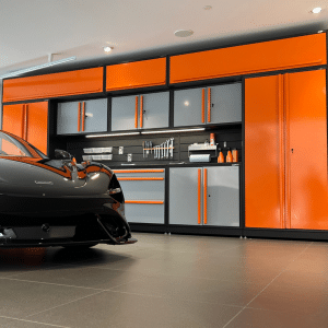 Fusion series garage cabinets steel metal orange organization, Orgaspaces garage storage with steel cabinets