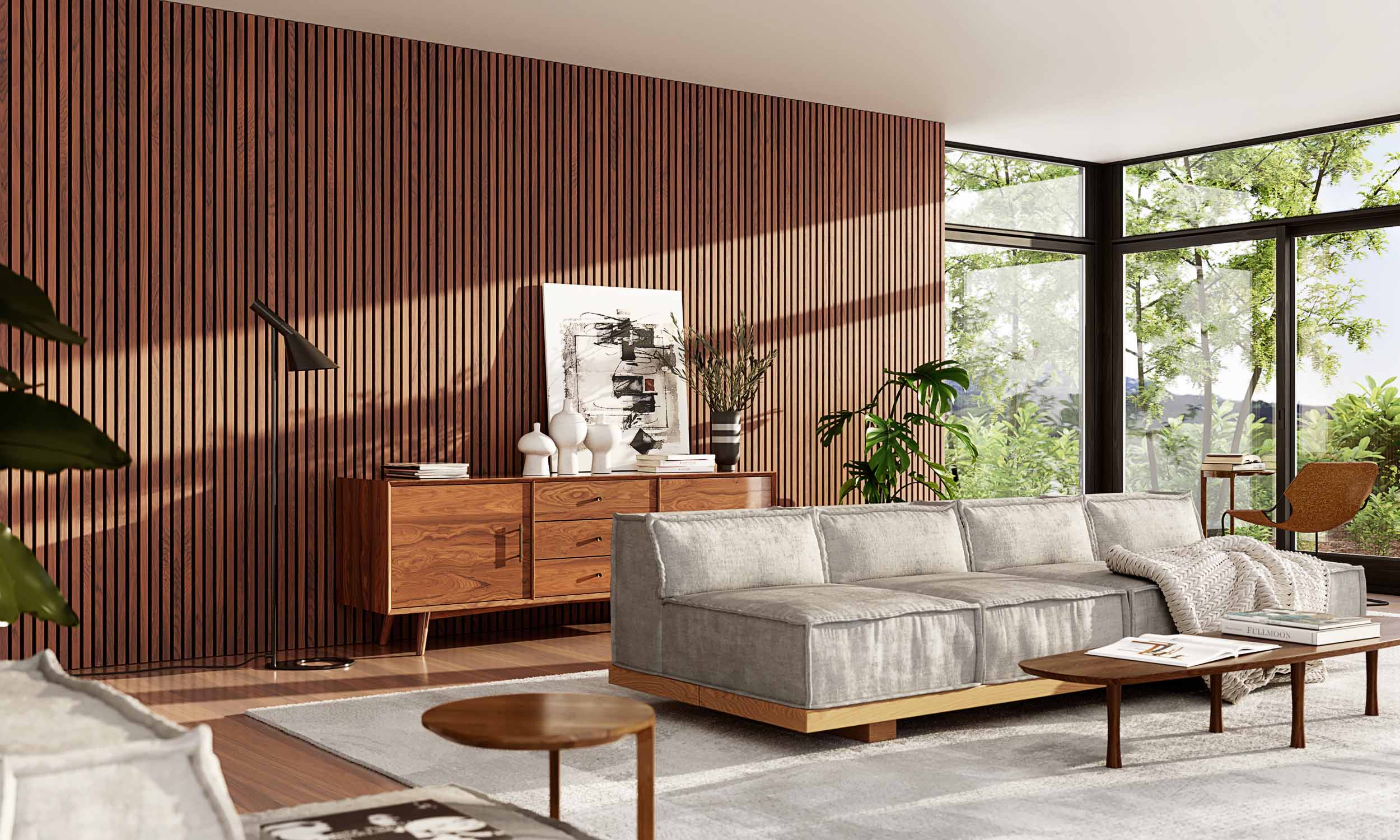 Accent Wall 58 midcentury_living_room_walnut_wood_slat_wall_panelling